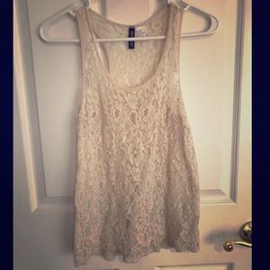 Lacey cream-colored tank top